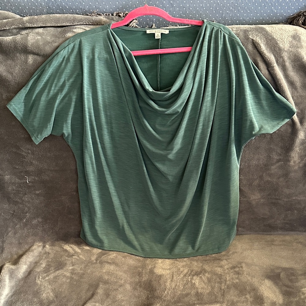 Teal  Drape Neck Blouse